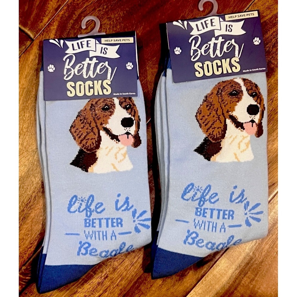 Life Is Better With A Beagle Crew Socks Unisex One Size NWT E&S Pets